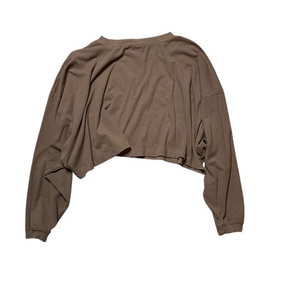 CREAM YOGA Alexa Oversized  Long Sleeve Crop Top M/L Brown - Picture 4 of 8
